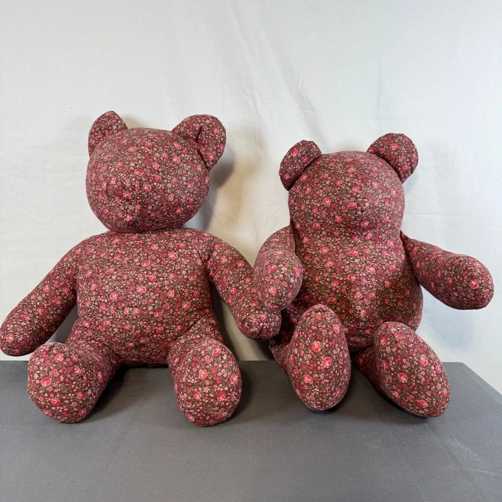 Set of 2 Handmade Floral Teddy Bears Plush Stuffed Animals Cute‎ Doll Decor